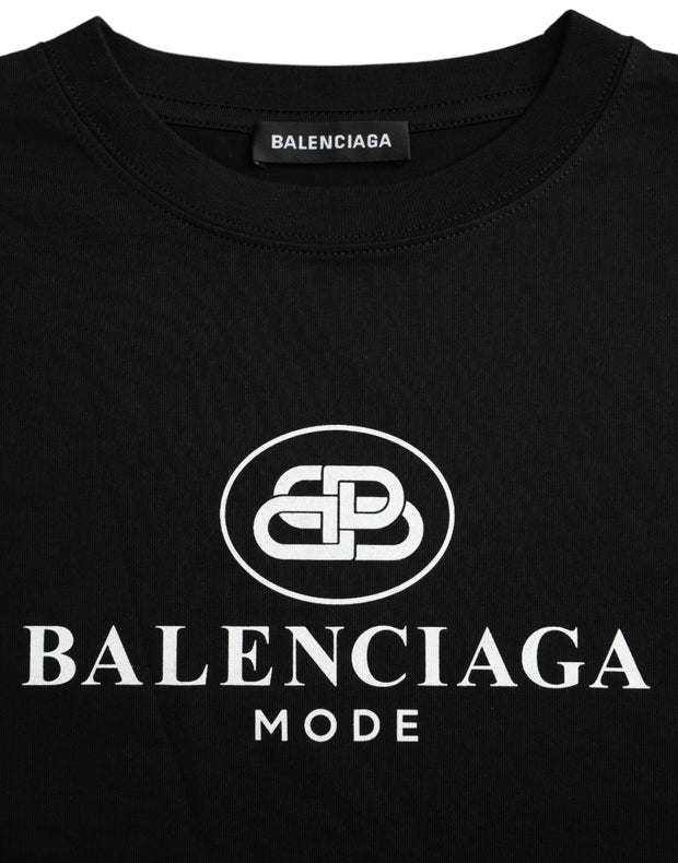 Black Cotton Logo Crew Neck Short Sleeves T-shirt Balenciaga