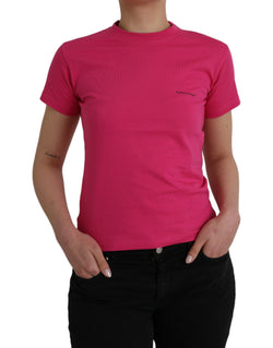 Pink Cotton Crew Neck Short Sleeves Tee T-shirt Balenciaga