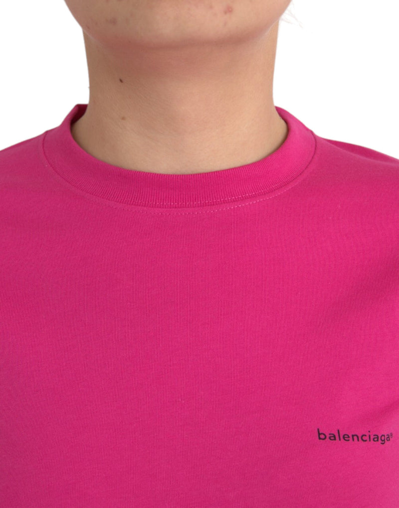 Pink Cotton Crew Neck Short Sleeves Tee T-shirt Balenciaga