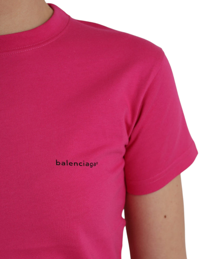 Pink Cotton Crew Neck Short Sleeves Tee T-shirt Balenciaga