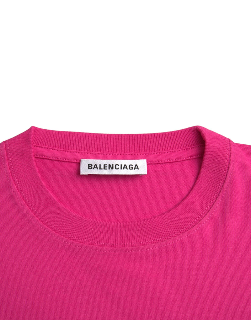 Pink Cotton Crew Neck Short Sleeves Tee T-shirt Balenciaga