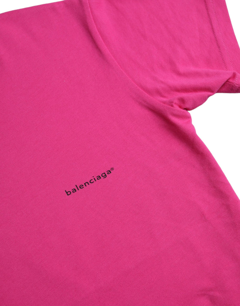 Pink Cotton Crew Neck Short Sleeves Tee T-shirt Balenciaga