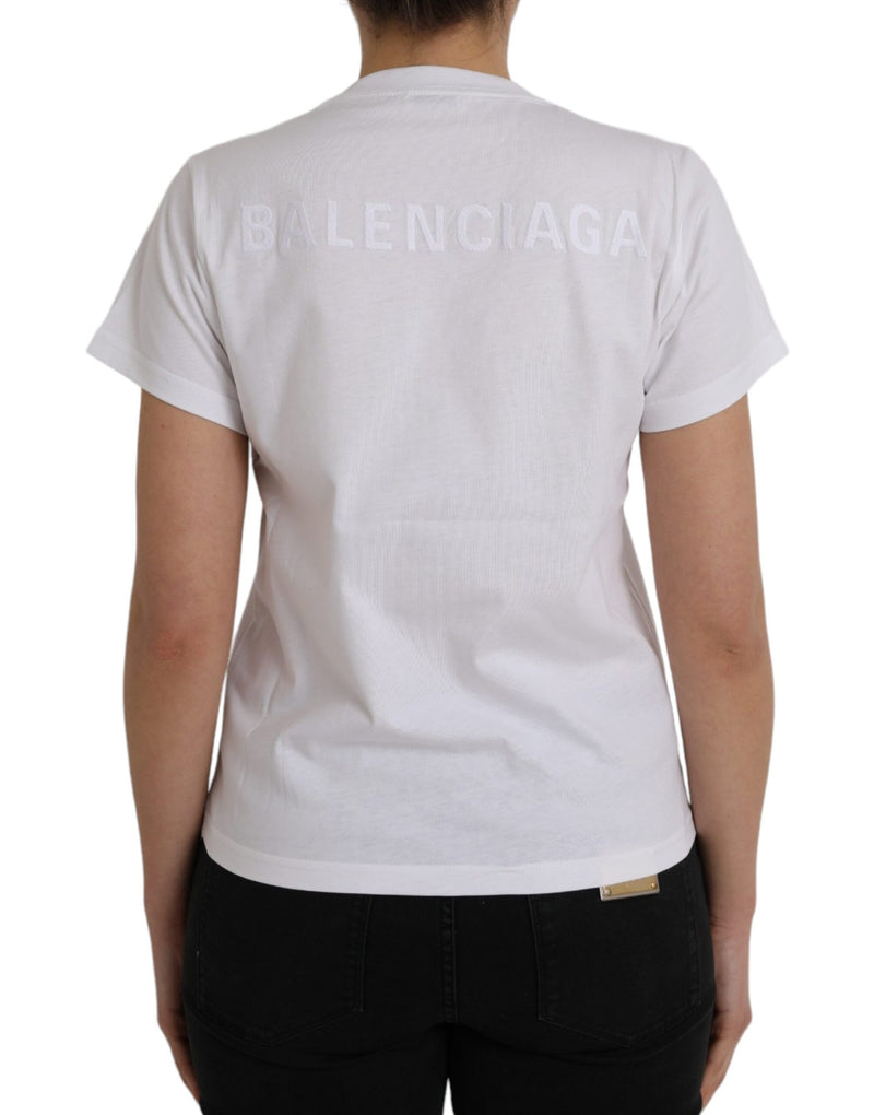 White Cotton Crew Neck Short Sleeves T-shirt Balenciaga