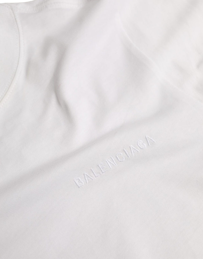 White Cotton Crew Neck Short Sleeves T-shirt Balenciaga