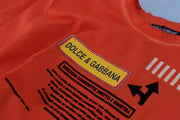 Orange Logo Print Crewneck Cotton T-shirt Dolce & Gabbana