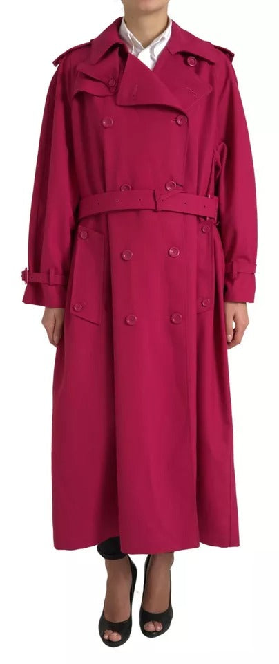 Dark Pink Double Breasted Trench Coat Jacket Dolce & Gabbana