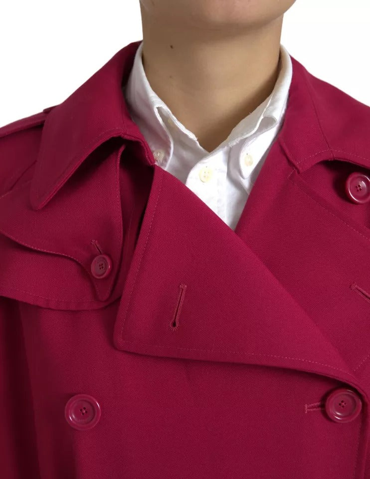 Dark Pink Double Breasted Trench Coat Jacket Dolce & Gabbana