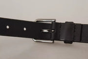 Black Calf Leather Classic Metal Logo Buckle Belt Dolce & Gabbana