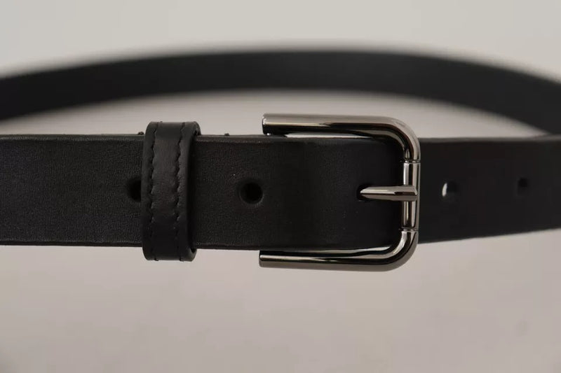 Black Calf Leather Classic Metal Logo Buckle Belt Dolce & Gabbana