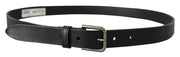 Black Calf Leather Classic Metal Logo Buckle Belt Dolce & Gabbana