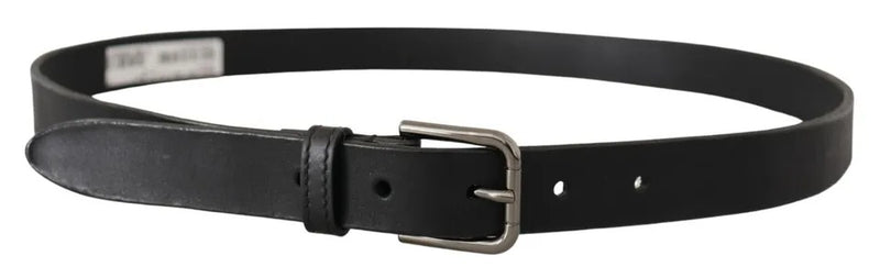 Black Calf Leather Classic Metal Logo Buckle Belt Dolce & Gabbana