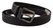 Black Calf Leather Classic Metal Logo Buckle Belt Dolce & Gabbana