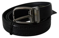 Black Leather Silver Metal Buckle Classic Belt Dolce & Gabbana