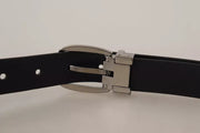 Black Classic Leather Chrome Metal Buckle Belt Dolce & Gabbana