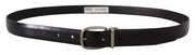 Black Classic Leather Chrome Metal Buckle Belt Dolce & Gabbana