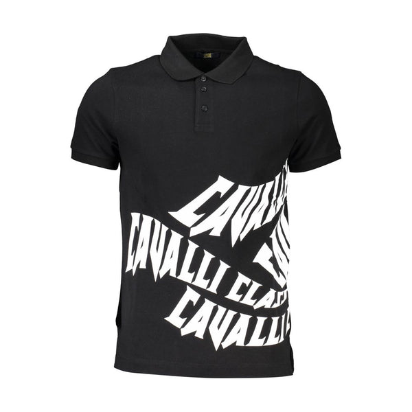 Black Cotton Mens Polo Shirt Cavalli Class