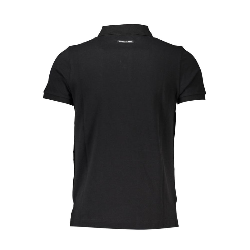 Black Cotton Mens Polo Shirt Cavalli Class