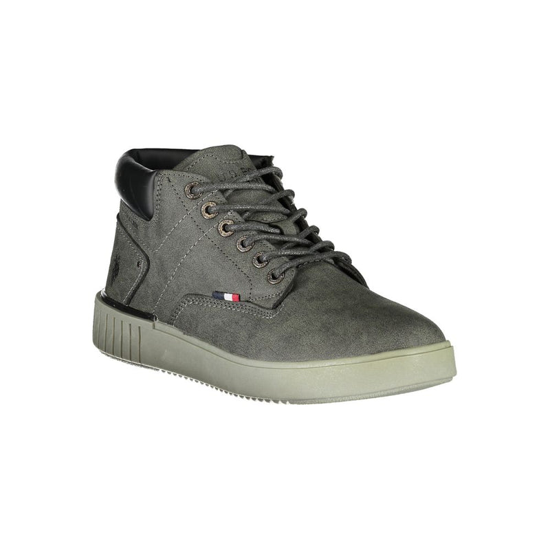 Elegant Gray Lace-Up Boots with Contrast Details U.S. POLO ASSN.