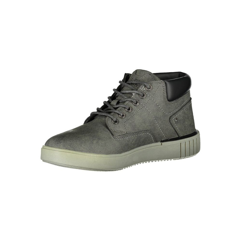 Elegant Gray Lace-Up Boots with Contrast Details U.S. POLO ASSN.