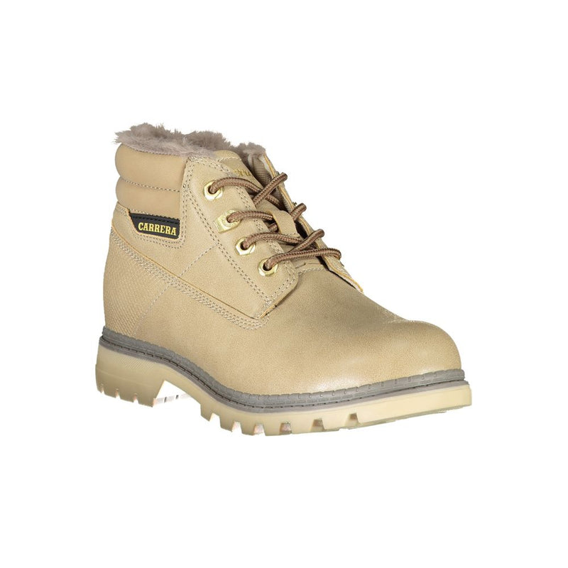 Beige Lace-Up Boots with Contrast Details Carrera