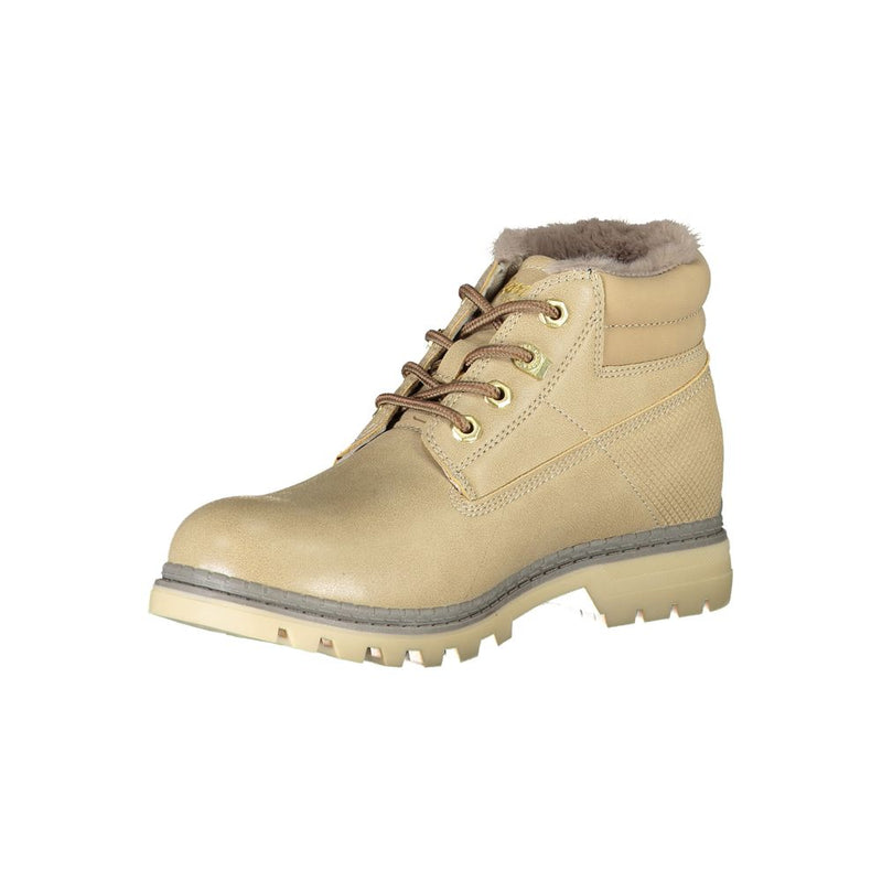 Beige Lace-Up Boots with Contrast Details Carrera