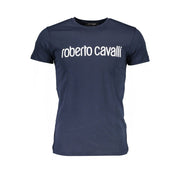 Blue Cotton Men T-Shirt Roberto Cavalli