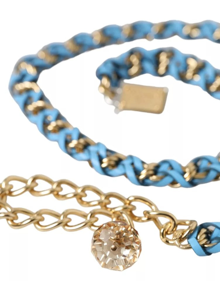 Blue Braided Gold Brass Chain Waist Belt Dolce & Gabbana