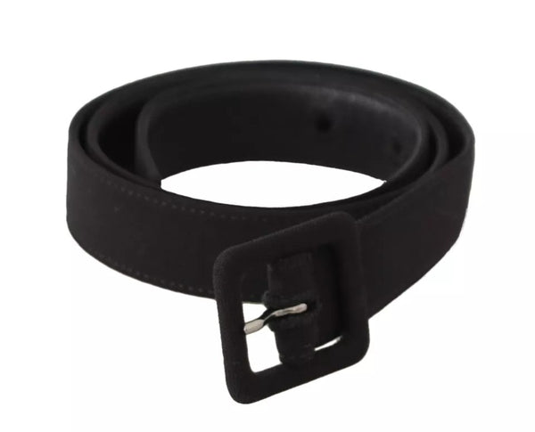 Black Velvet Leather Logo Waist Buckle Belt Dolce & Gabbana