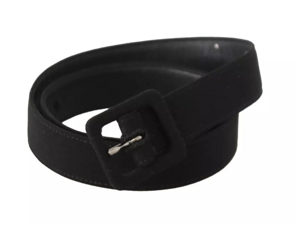 Black Velvet Leather Logo Waist Buckle Belt Dolce & Gabbana