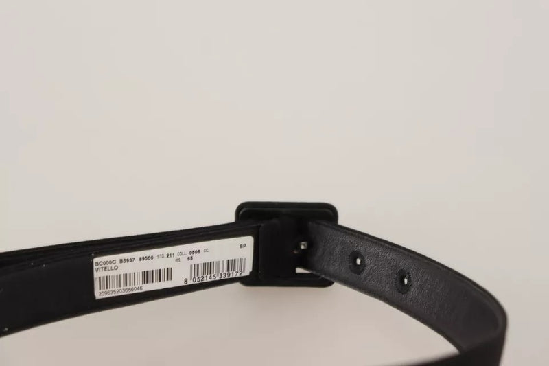 Black Velvet Leather Logo Waist Buckle Belt Dolce & Gabbana