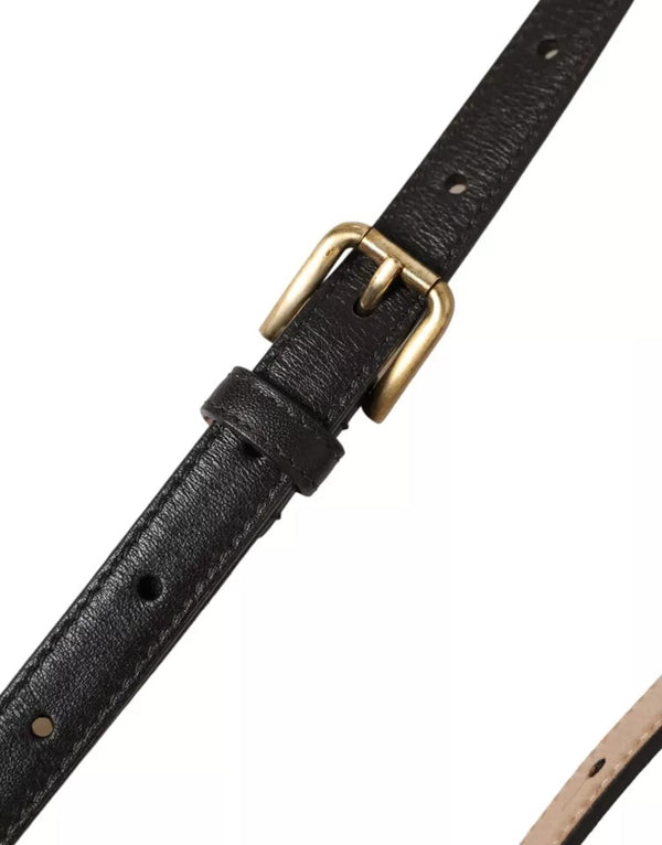 Dark Brown Leather Gold Metal Buckle Women Belt Dolce & Gabbana