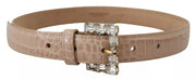 Beige Leather Crystal Buckle Women Belt Dolce & Gabbana