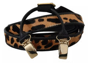 Brown Leopard Gold Clips Women Suspender Belt Dolce & Gabbana