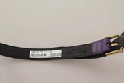 Purple Leather Gold Logo Engraved Metal Buckle Belt Dolce & Gabbana