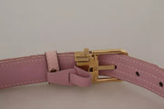 Pink Jaquard Embroidered Gold Tone Metal Buckle Belt Dolce & Gabbana