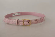 Pink Jaquard Embroidered Gold Tone Metal Buckle Belt Dolce & Gabbana