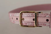 Pink Jaquard Embroidered Gold Tone Metal Buckle Belt Dolce & Gabbana