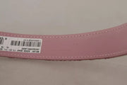 Pink Jaquard Embroidered Gold Tone Metal Buckle Belt Dolce & Gabbana