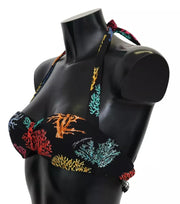 Black Corals Print Swimsuit Beachwear Bikini Top Dolce & Gabbana