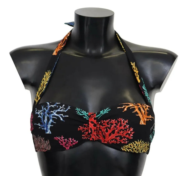 Black Corals Print Swimsuit Beachwear Bikini Top Dolce & Gabbana