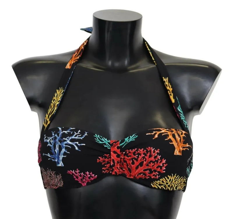 Black Corals Print Swimsuit Beachwear Bikini Top Dolce & Gabbana