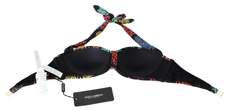 Black Corals Print Swimsuit Beachwear Bikini Top Dolce & Gabbana