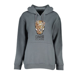 Elegant Hooded Fleece Sweatshirt in Gray Cavalli Class