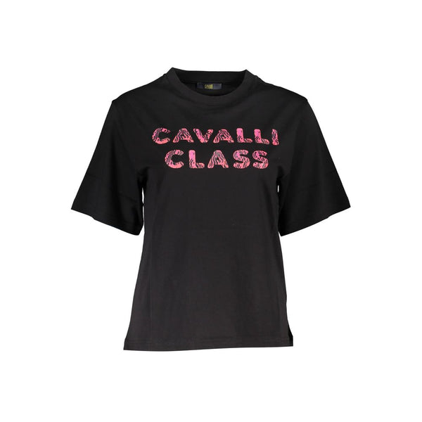 Black Cotton Women T-Shirt Cavalli Class