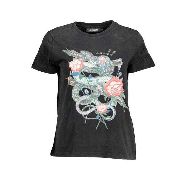 Black Cotton Women Top Desigual