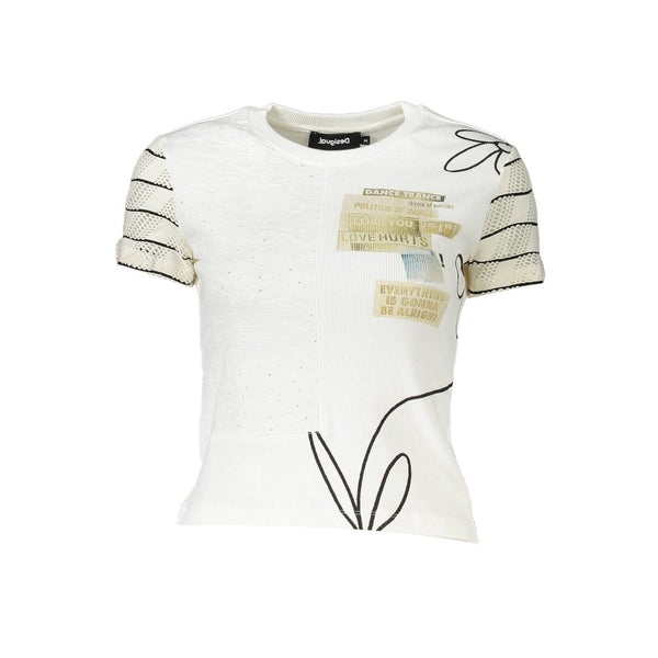 White Cotton Women Top Desigual