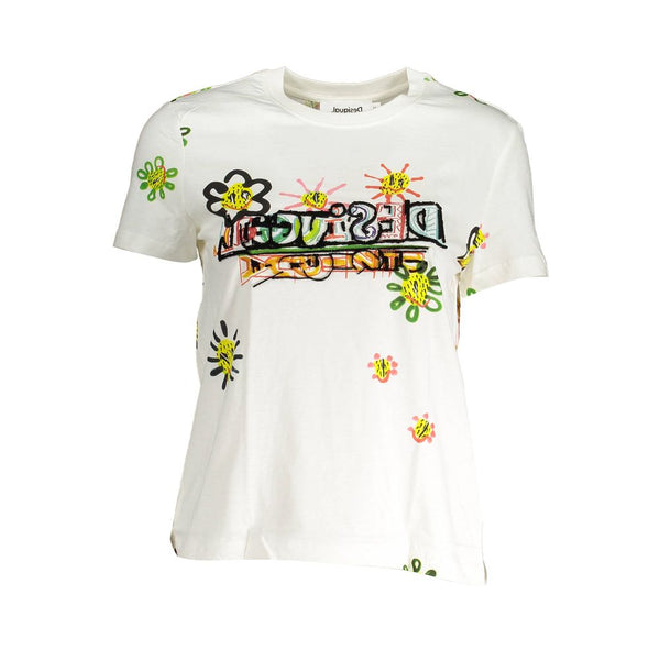 White Cotton Women T-Shirt Desigual