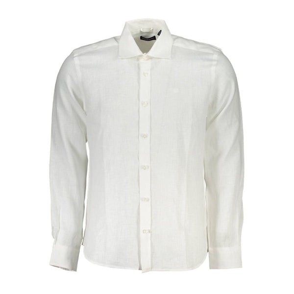 Elegant White Linen Long-Sleeved Shirt North Sails