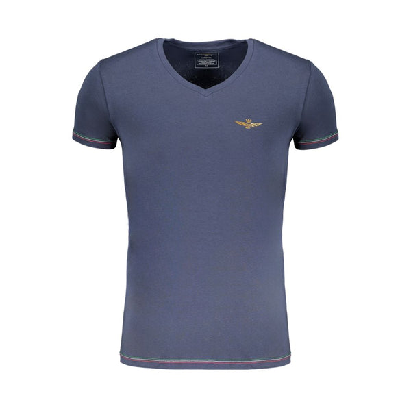 Blue Cotton T-Shirt Aeronautica Militare