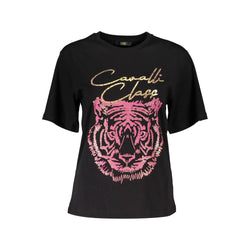 Black Cotton Women T-Shirt Cavalli Class